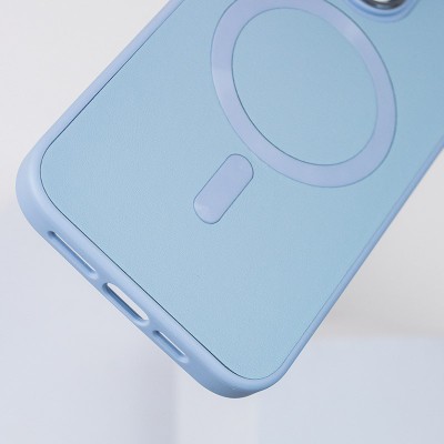 Шкіряний чохол Bonbon Leather Metal Style with MagSafe для Apple iPhone 13 (6.1") Блакитний / Mist blue