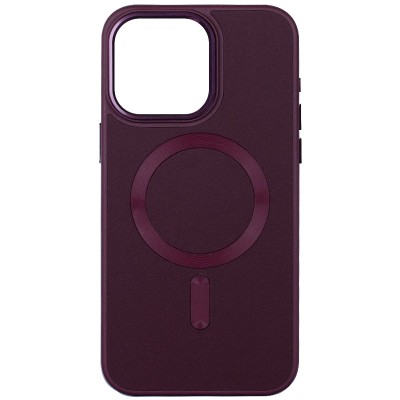 Шкіряний чохол Bonbon Leather Metal Style with MagSafe для Apple iPhone 13 (6.1") Бордовий / Plum