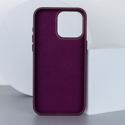 Шкіряний чохол Bonbon Leather Metal Style with MagSafe для Apple iPhone 13 (6.1") Бордовий / Plum