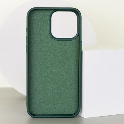 Шкіряний чохол Bonbon Leather Metal Style with MagSafe для Apple iPhone 13 (6.1") Зелений / Pine green