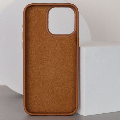 Шкіряний чохол Bonbon Leather Metal Style with MagSafe для Apple iPhone 13 (6.1") Коричневий / Brown