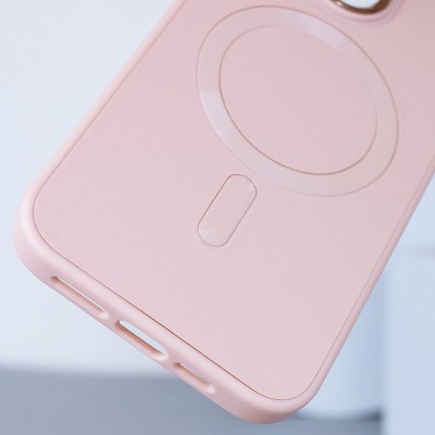 Шкіряний чохол Bonbon Leather Metal Style with MagSafe для Apple iPhone 13 (6.1") Рожевий / Light pink