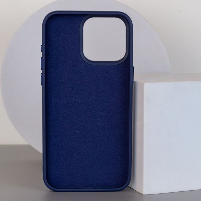 Шкіряний чохол Bonbon Leather Metal Style with MagSafe для Apple iPhone 13 (6.1") Синій / Navy blue