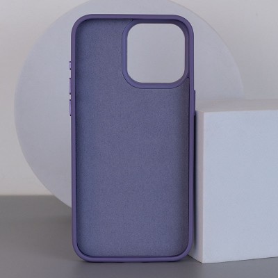 Шкіряний чохол Bonbon Leather Metal Style with MagSafe для Apple iPhone 13 (6.1") Сірий / Lavender