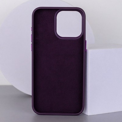Шкіряний чохол Bonbon Leather Metal Style with MagSafe для Apple iPhone 13 (6.1") Фіолетовий / Dark Purple