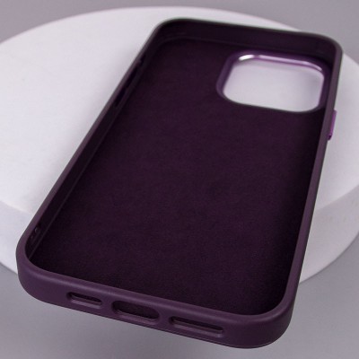 Шкіряний чохол Bonbon Leather Metal Style with MagSafe для Apple iPhone 13 (6.1") Фіолетовий / Dark Purple