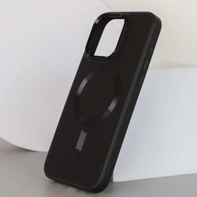 Шкіряний чохол Bonbon Leather Metal Style with MagSafe для Apple iPhone 13 (6.1") Чорний / Black