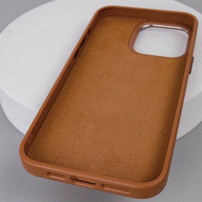 Шкіряний чохол Bonbon Leather Metal Style with MagSafe для Apple iPhone 13 Pro (6.1") Коричневий / Brown