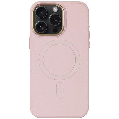 Шкіряний чохол Bonbon Leather Metal Style with MagSafe для Apple iPhone 13 Pro (6.1") Рожевий / Light pink