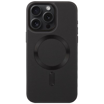Шкіряний чохол Bonbon Leather Metal Style with MagSafe для Apple iPhone 13 Pro (6.1") Чорний / Black