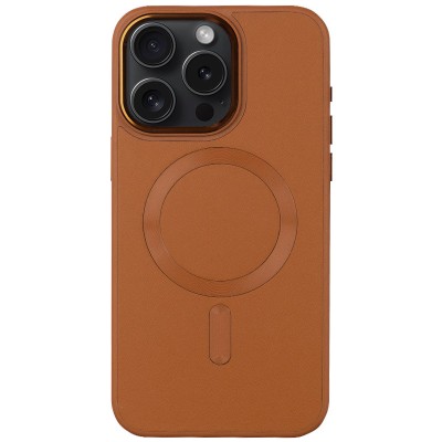 Шкіряний чохол Bonbon Leather Metal Style with MagSafe для Apple iPhone 13 Pro Max (6.7") Коричневий / Brown