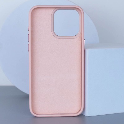 Шкіряний чохол Bonbon Leather Metal Style with MagSafe для Apple iPhone 14 (6.1") Рожевий / Light pink