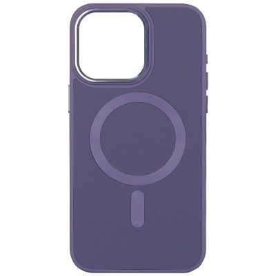 Шкіряний чохол Bonbon Leather Metal Style with MagSafe для Apple iPhone 14 (6.1") Сірий / Lavender