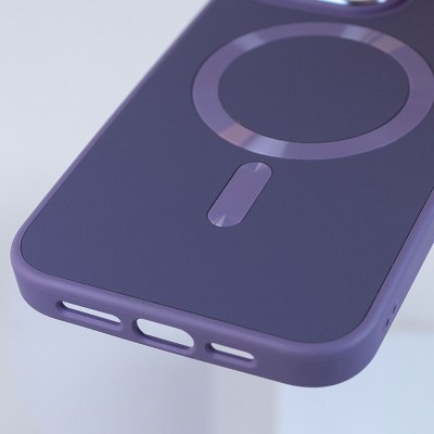 Шкіряний чохол Bonbon Leather Metal Style with MagSafe для Apple iPhone 14 (6.1") Сірий / Lavender