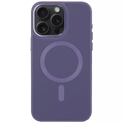 Шкіряний чохол Bonbon Leather Metal Style with MagSafe для Apple iPhone 14 Pro (6.1") Сірий / Lavender