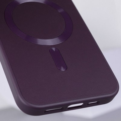 Шкіряний чохол Bonbon Leather Metal Style with MagSafe для Apple iPhone 14 Pro (6.1") Фіолетовий / Dark Purple