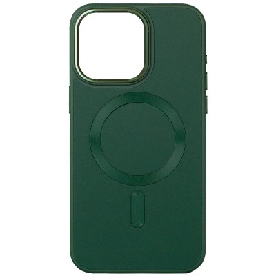 Шкіряний чохол Bonbon Leather Metal Style with MagSafe для Apple iPhone 15 (6.1") Зелений / Pine green