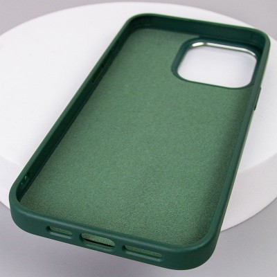 Шкіряний чохол Bonbon Leather Metal Style with MagSafe для Apple iPhone 15 (6.1") Зелений / Pine green