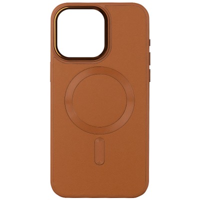Шкіряний чохол Bonbon Leather Metal Style with MagSafe для Apple iPhone 15 (6.1") Коричневий / Brown