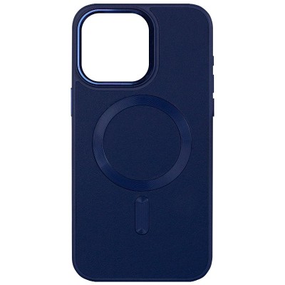 Шкіряний чохол Bonbon Leather Metal Style with MagSafe для Apple iPhone 15 (6.1") Синій / Navy blue