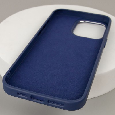 Шкіряний чохол Bonbon Leather Metal Style with MagSafe для Apple iPhone 15 (6.1") Синій / Navy blue