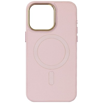 Шкіряний чохол Bonbon Leather Metal Style with MagSafe для Apple iPhone 15 Plus (6.7") Рожевий / Light pink