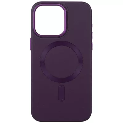 Шкіряний чохол Bonbon Leather Metal Style with MagSafe для Apple iPhone 15 Plus (6.7") Фіолетовий / Dark Purple