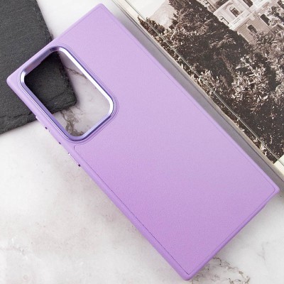 Шкіряний чохол Bonbon Leather Metal Style для Samsung Galaxy S22 Ultra Бузковий / Dasheen