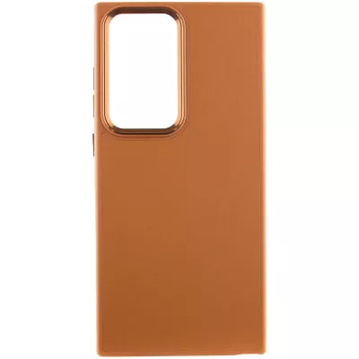 Шкіряний чохол Bonbon Leather Metal Style для Samsung Galaxy S22 Ultra Коричневий / Brown