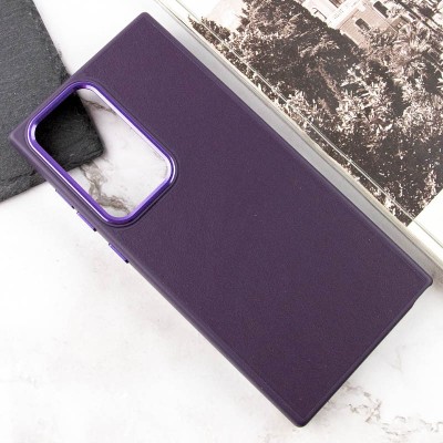 Шкіряний чохол Bonbon Leather Metal Style для Samsung Galaxy S23 Ultra Фіолетовий / Dark Purple