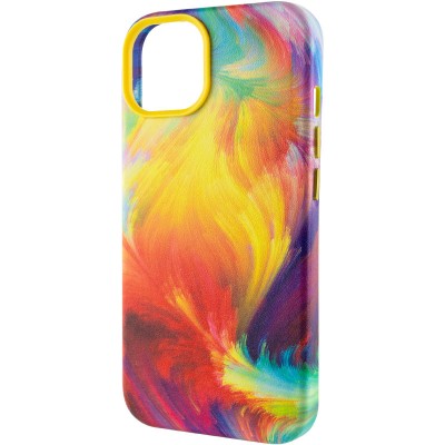 Шкіряний чохол Colour Splash with MagSafe для Apple iPhone 12 Pro Max (6.7") Yellow / Red