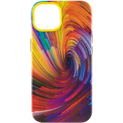 Шкіряний чохол Colour Splash with MagSafe для Apple iPhone 13 (6.1") Orange / Red