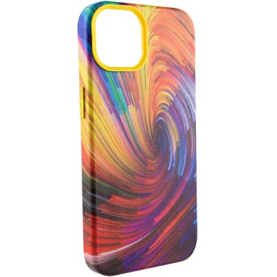 Шкіряний чохол Colour Splash with MagSafe для Apple iPhone 13 (6.1") Orange / Red