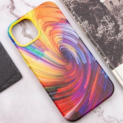 Шкіряний чохол Colour Splash with MagSafe для Apple iPhone 13 (6.1") Orange / Red
