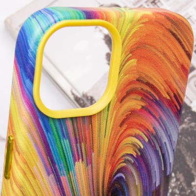 Шкіряний чохол Colour Splash with MagSafe для Apple iPhone 13 (6.1") Orange / Red