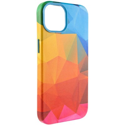 Шкіряний чохол Colour Splash with MagSafe для Apple iPhone 13 (6.1") Red / Blue