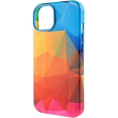 Шкіряний чохол Colour Splash with MagSafe для Apple iPhone 13 (6.1") Red / Blue