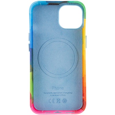 Шкіряний чохол Colour Splash with MagSafe для Apple iPhone 13 (6.1") Red / Blue