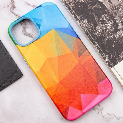 Шкіряний чохол Colour Splash with MagSafe для Apple iPhone 13 (6.1") Red / Blue