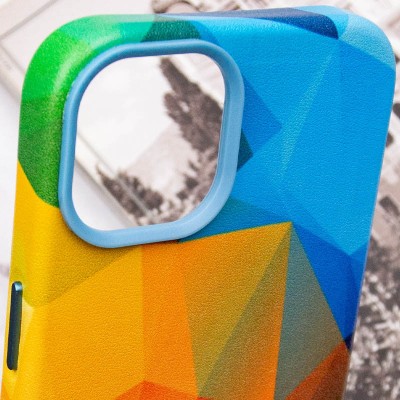 Шкіряний чохол Colour Splash with MagSafe для Apple iPhone 13 (6.1") Red / Blue
