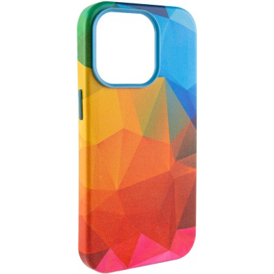 Шкіряний чохол Colour Splash with MagSafe для Apple iPhone 13 Pro (6.1") Red / Blue