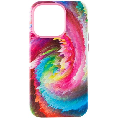 Шкіряний чохол Colour Splash with MagSafe для Apple iPhone 13 Pro Max (6.7") Pink / Blue