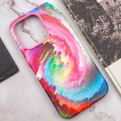 Шкіряний чохол Colour Splash with MagSafe для Apple iPhone 13 Pro Max (6.7") Pink / Blue