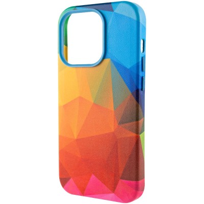 Шкіряний чохол Colour Splash with MagSafe для Apple iPhone 13 Pro Max (6.7") Red / Blue