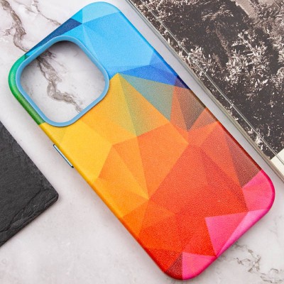 Шкіряний чохол Colour Splash with MagSafe для Apple iPhone 13 Pro Max (6.7") Red / Blue