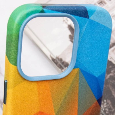 Шкіряний чохол Colour Splash with MagSafe для Apple iPhone 13 Pro Max (6.7") Red / Blue
