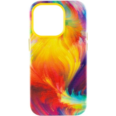 Шкіряний чохол Colour Splash with MagSafe для Apple iPhone 13 Pro Max (6.7") Yellow / Red