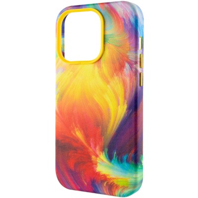 Шкіряний чохол Colour Splash with MagSafe для Apple iPhone 13 Pro Max (6.7") Yellow / Red