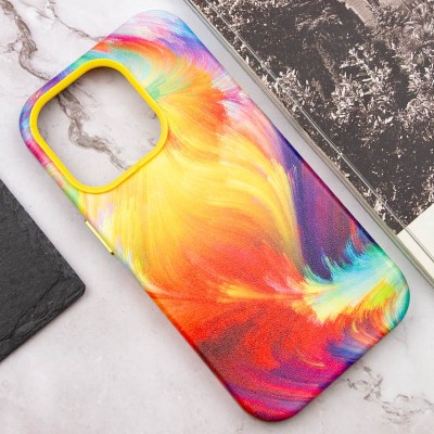 Шкіряний чохол Colour Splash with MagSafe для Apple iPhone 13 Pro Max (6.7") Yellow / Red