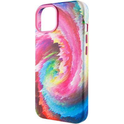Шкіряний чохол Colour Splash with MagSafe для Apple iPhone 14 Plus (6.7") Pink / Blue